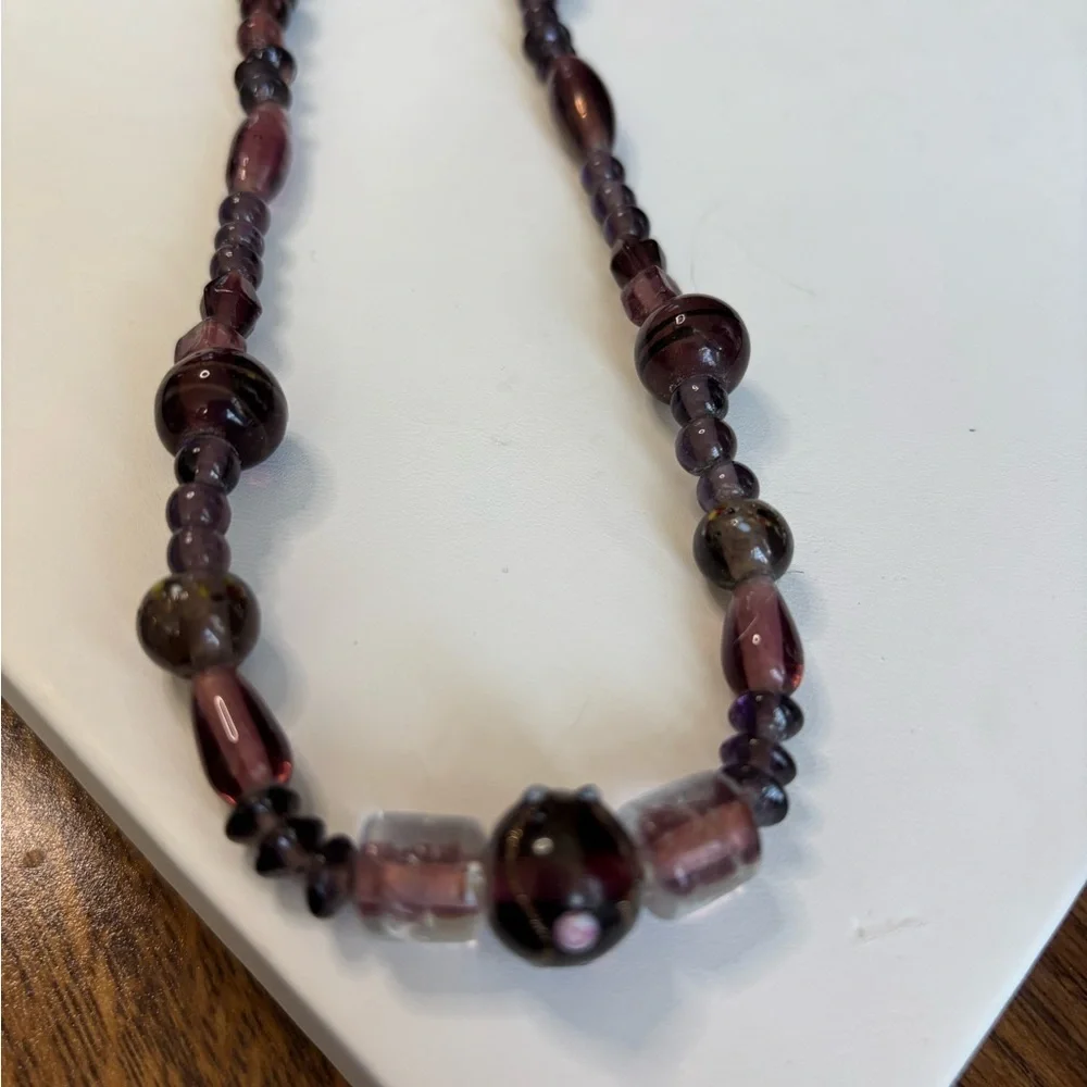 Elegant Purple Glass Beaded Necklace